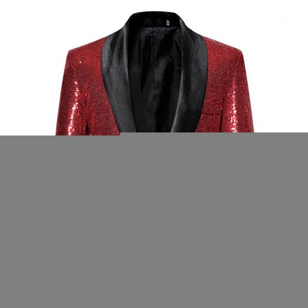 

wine red shiny sequin blazer men 2019 brand new slim fit single breasted suit blazer jacket men party stage singer costume homme1, White;black