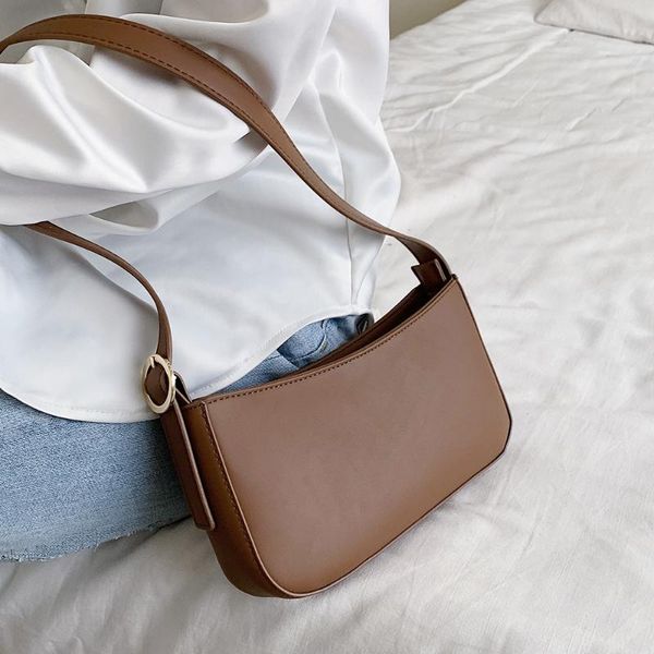 

cute solid color small pu leather shoulder bags for women 2021 summer simple handbags and purses female travel totes