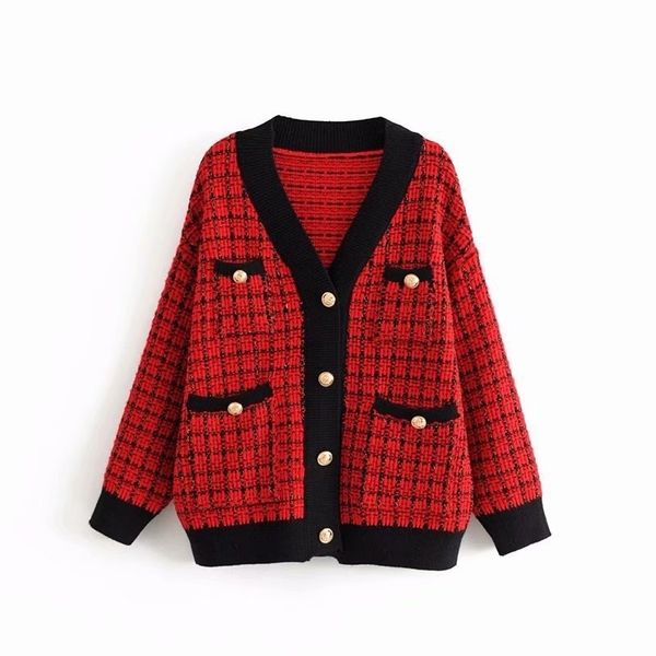 

aazz70-6122 european and american fashion style knitted jacket 201028, Black;brown