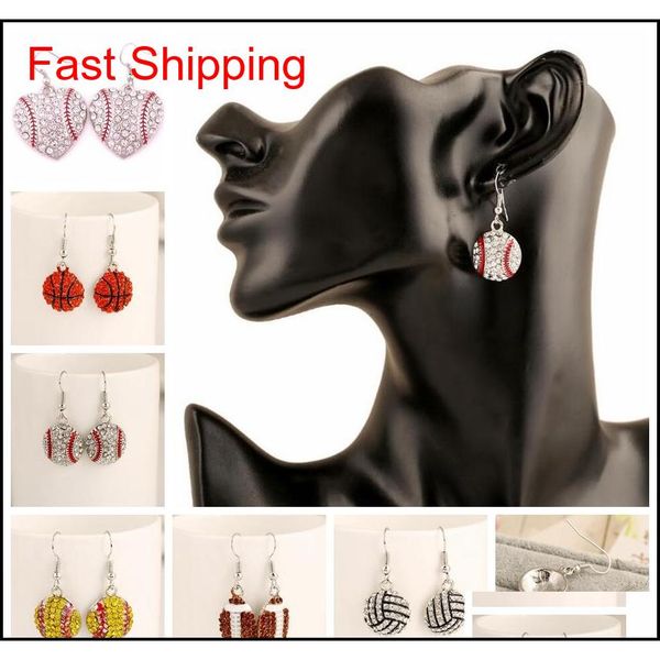 

crystal baseball pendant earrings jewelry sets fashion sports jewelry friend gift for team club base ball lovers gga635 60 pairs q0vwf, Silver