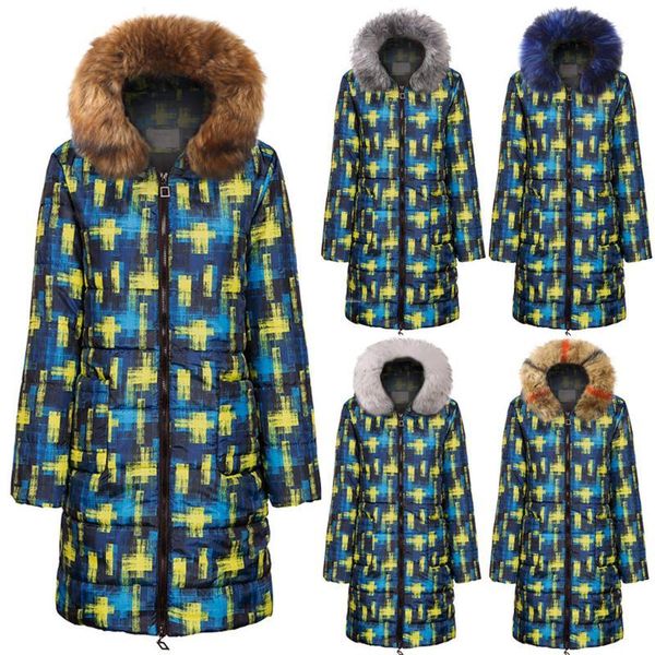

fashion plus size coat womens winter print long down cotton ladies hooded coat quilted jacket outwear doudoune femme hiver, Black;brown