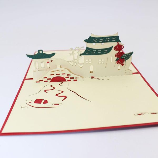 

3d handmade китай регионы южная коттеджный мост приглашение бумаги поздравительные открытки с конвертом деловой туризм творческий подарок sq