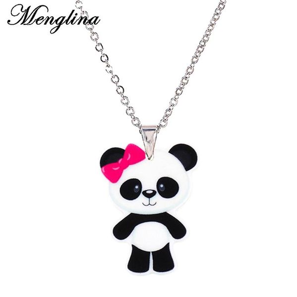 

pendant necklaces menglina fashion acrylic china panda & pendants for girl metal chain necklace bow resin flatback jewelry chocker, Silver