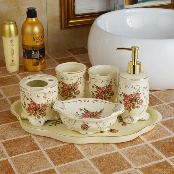 

аксессуары для ванной комнаты набор керамических мыла подставка для зубных щеток полоскание чашка мыльница ванной комната 5 набора свадебных