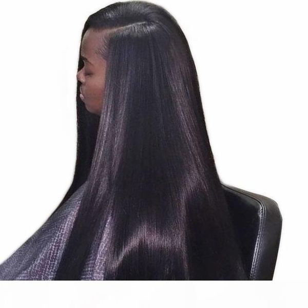 

transparent human hair lace front wigs pre plucked straight glueless virgin brazilian full lace wig transparent hd color bleached knot, Black;brown