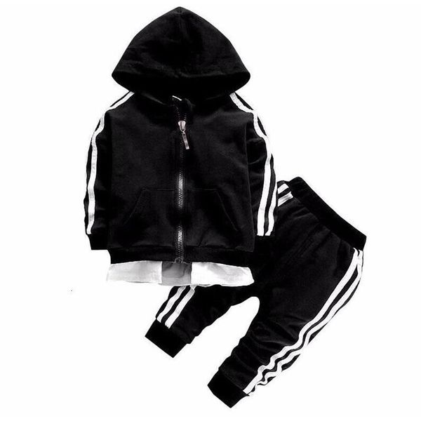 

spring baby casual tracksuit children boy girl cotton zipper jacket pants 2pcs/sets kids leisure sport suit infant clothing y200325, White