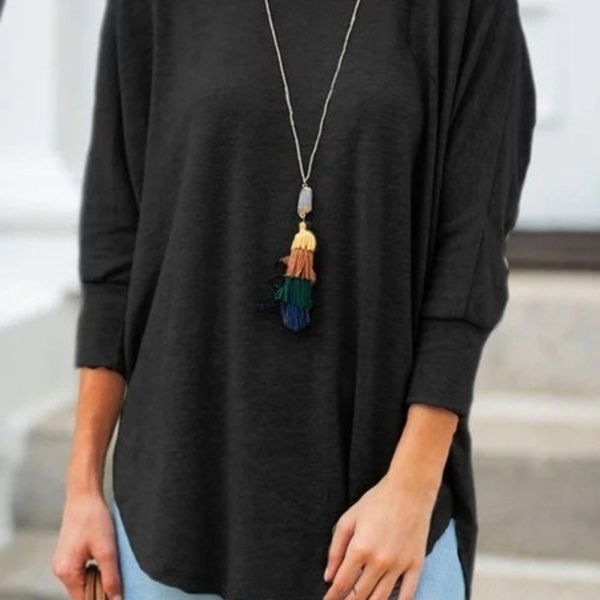 

свободный случайный экипаж шея 3 4 рукава пальто шея нерегулярного твердый сыпучий случайный экипажа 3 4 пальто футболка верхней втулка верх, White