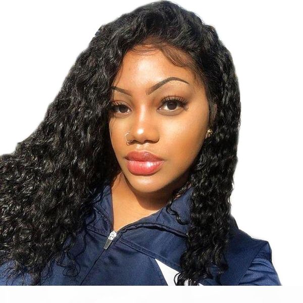 

preplucked 360 deep часть шнурка фронтальная завитые парики человеческих волос глубокая волна завитые перуанский шнурка волос парики для жен, Black;brown