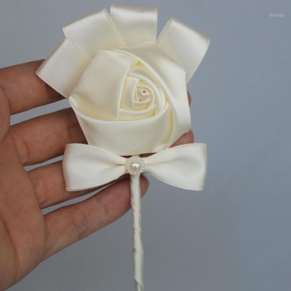 

wedding boutonniere groom man pin brooch corsage suit decor artificial bride bridesmaid wrist flower satin rose xh2521