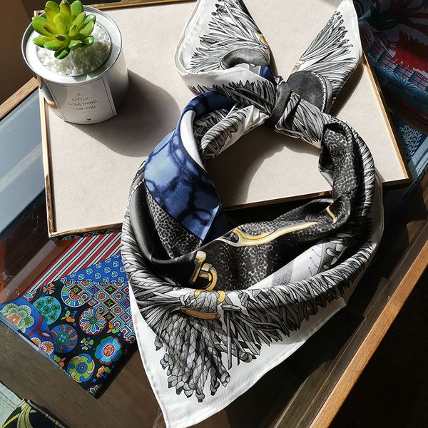 

весна fabulous 100% шелковый шарф удивительный красный цвет площади шелковый платок обертывания женщины моды хиджаб платках y201007, Blue;gray