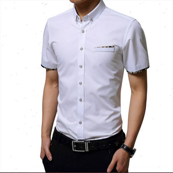 

summer business casual male shirt 100% mens cotton clothing formal white shirt slim male short sleeve drop shipping, White;black