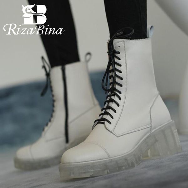 

boots rizabina women ankle zipper thick bottom woman short fashion cool dance shoes winter footwear size 34-40, Black
