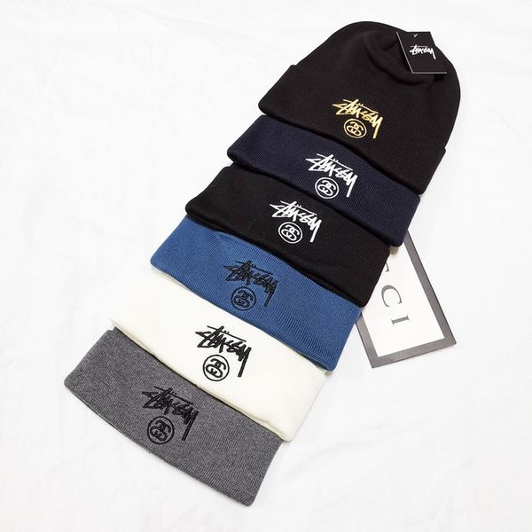 

good quality beanies knitted hat designer champion winter warm thick beanie bonnet skull hats for men women crochet skiing 3f, Blue;gray