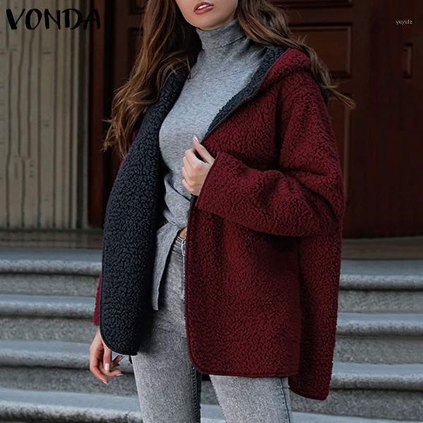 

women warm faux fur coats 2019 autumn winter hooded coat jackets long sleeve thicken fleece cardigan plus size overcoats1, Black;brown