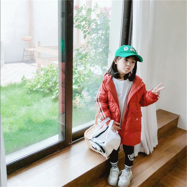 

8down white duck warm 2020 new children's jacket medium length boys and girls solid color autumn winter thickened hoodie 9, Blue;gray