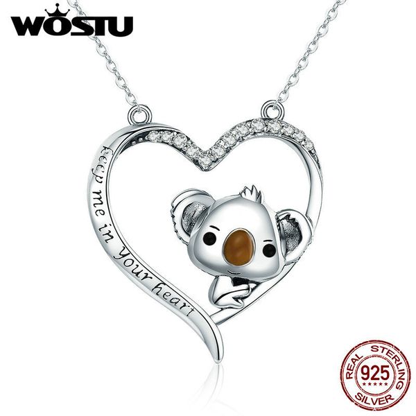 

wostu 925 sterling silver cute koala pendant necklace for women girl lovely jewelry gift for girlfriend cqn256 y200918