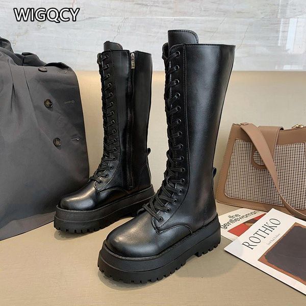 

boots 2021 women's thick-soled mid-heel british style black lace-up round toe fashion short