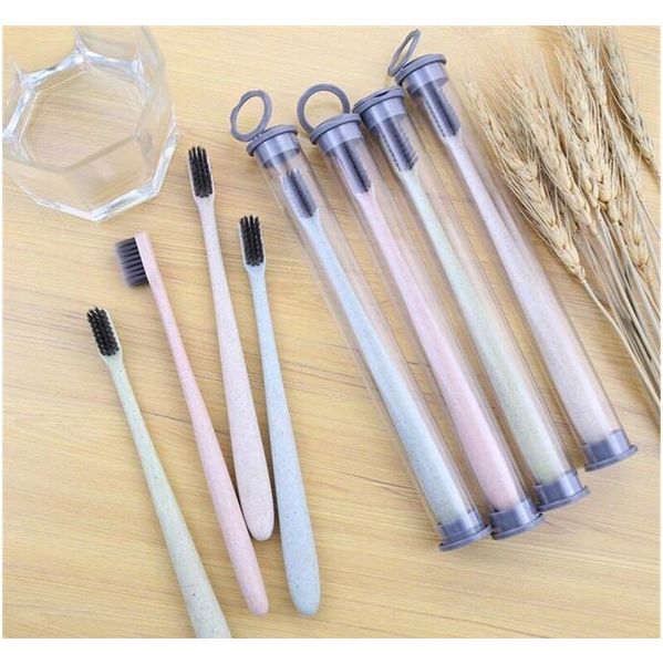

soft bamboo charcoal toothbrush eco friendly wheat straw toothbrush portable l home travel tooth brush oral care jlljom jhhome