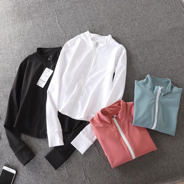 

running clothes gym shirt workout activewear sport women jacket fitness long autumn sleeve training zip coats yoga bbydit lg2010, White