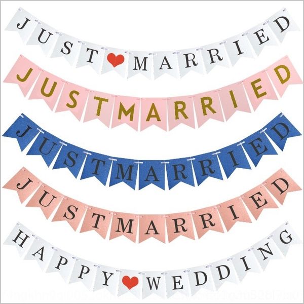 

fb63x just married letter fishtail wedding j decoration letter pull flower flag-pulling stage party wedding pulling creative flower-pulling