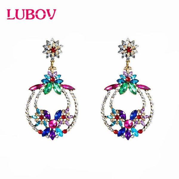 

любовь элегантный кристалл цветок кулон серьги падение падения воды rhinestone пирсинг серьги 4 цвета для ювелирных изделий женщины моды, Silver