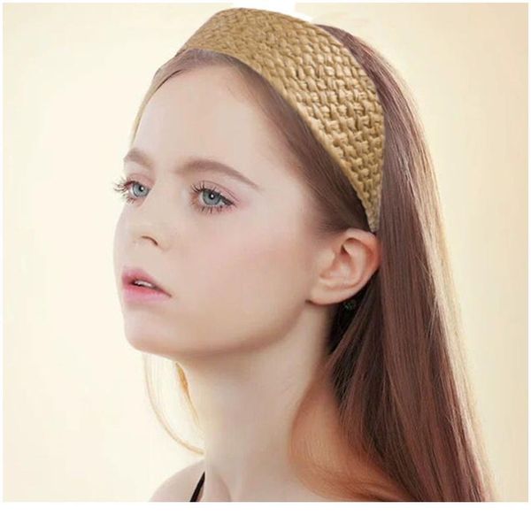 

handmade straw weave hair band women elegant fashion wide side simple headband raffia grass knot hairband girls hair acc qylawj