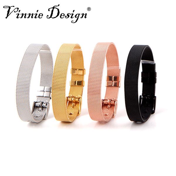 

vinnie design jewelry new stainless steel mesh bracelet brand for slide charms diy keepers bracelets women gifts dropshipping, Golden;silver