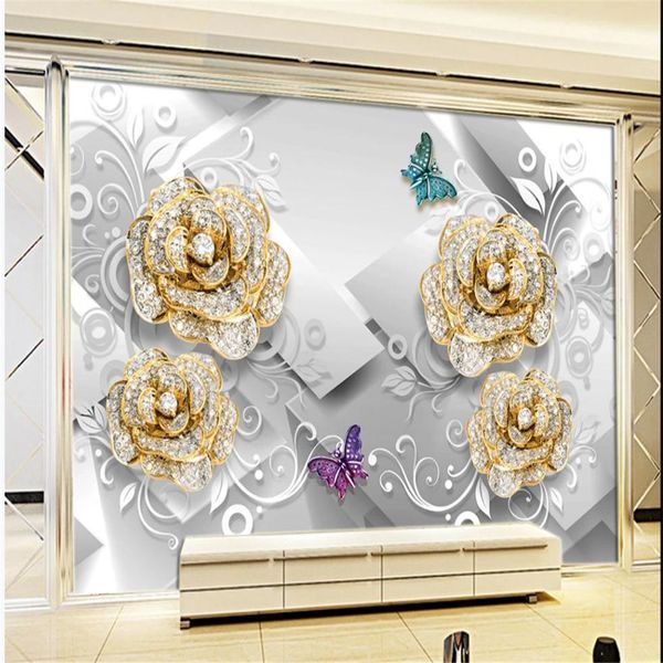 

3d jewelry flower mural living room tv background wall 3d murals wallpaper for living room