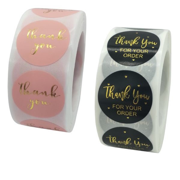 

500pcs/roll thank you rolling stickers paper label stickers scrapbooking wedding envelope seals handmade stationery sticker dhl free