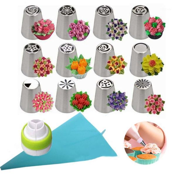 

14pcs russian pastry icing piping nozzles cream nozzles coupler decorating tips set cake cupcake decorator tools#11