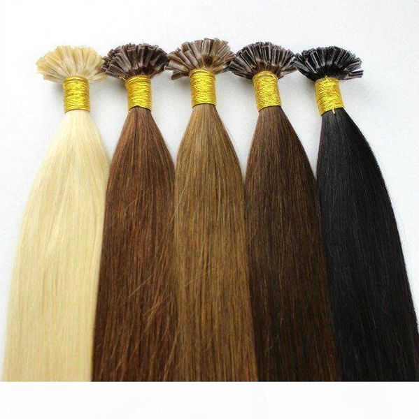 

elibess hair- brazilian virgin remy u tip human hair extensions 0.8g strand 200 strands lot #1#2#4#6#60#613 colors available, Black