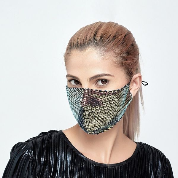 

breathable sequin dhl outdoor suncreen bling anti dust washable face mask reusable facial protective mouth cov
