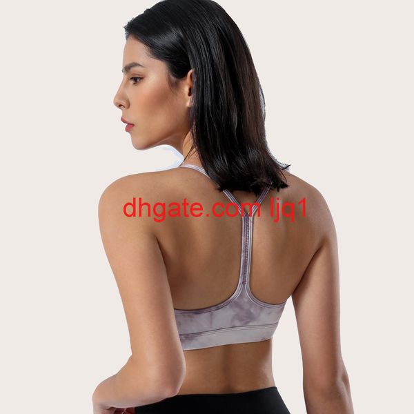

spring new nude y-shape sports bra with thin belt fashion back sports underwear tie dye yoga fitness bra, White;black
