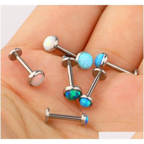 

tragus earrings kits 50pcs labret monroes internal thread lip rings opal stone piercing body je sqceiv beauty888, Black