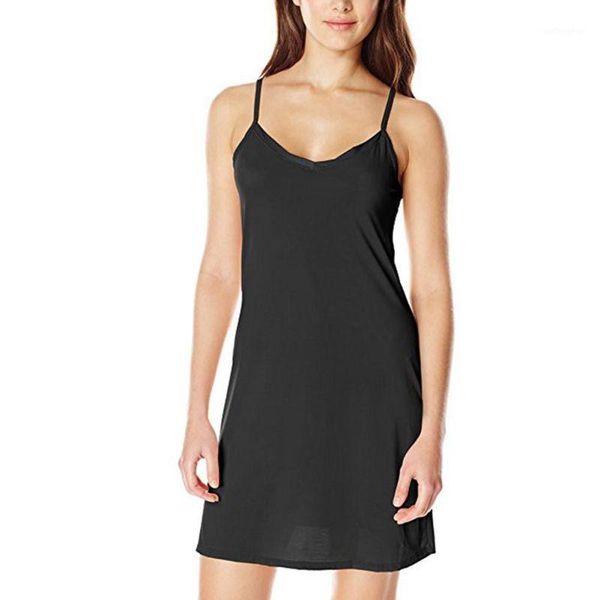 

y women casual solid spaghetti short dress smooth sleeveless dress slips under1, Black;gray