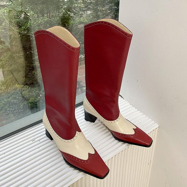 

unique design genuine leather knee boots women boots aliens with fashion new winter women shoes, Black