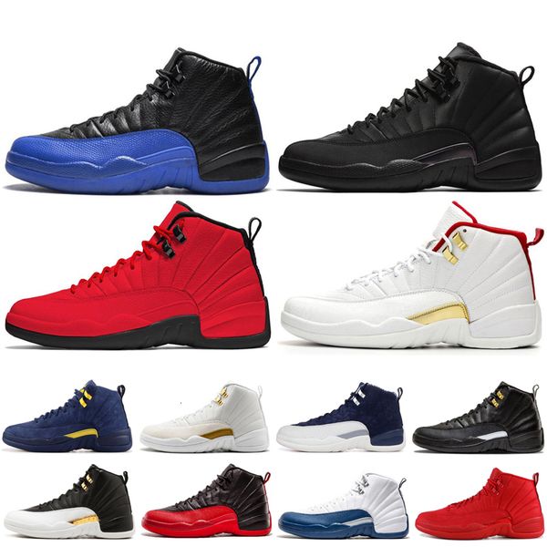 

game royal 12 12s men basketball shoes university blue college navy ov black taxi game ball mens fashion sneakers trainers size 7-13, White;red