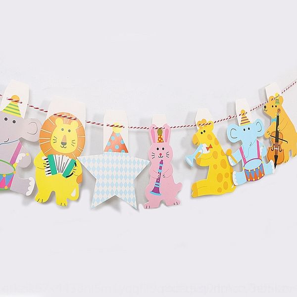 

stef0 party paper hanging kindergarten classroom baby party animal flag decoration pull bar pull flag jwzmm