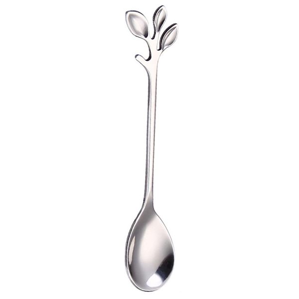 

creative leaf shape handle coffee spoon teaspoon dessert snack scoop fork couple spoon fork kitchen accessories tableware h sqclvo