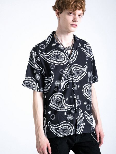 

men paisley print shirt r5zp#, White;black