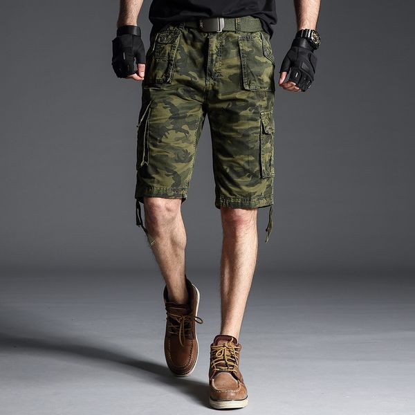 

2021 new men load camo casual male cotton many military pockets camouflage at height of the loose knee summer shorts 2ve6, White;black