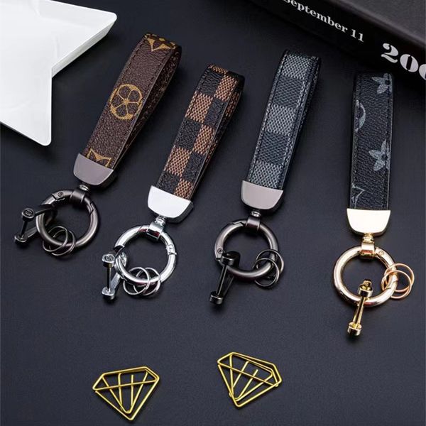 

keychain trendy leather old flower girl cute fashion wild bag key pendant couple accessories classic exquisite luxury designer car key ring, Silver