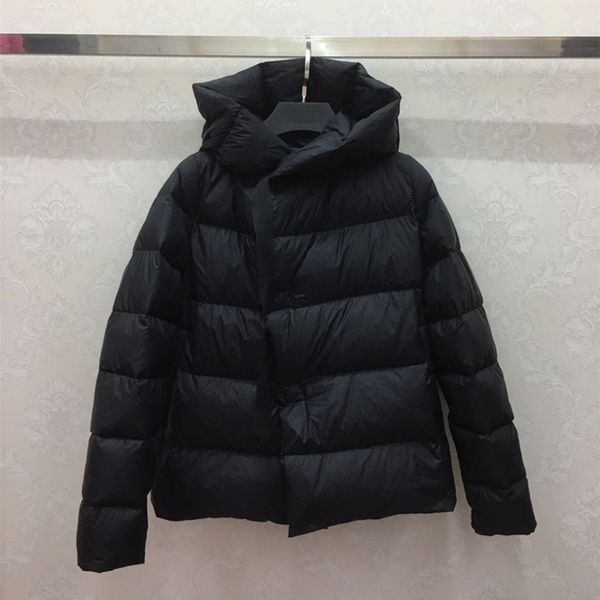 

2021 new winter short female ultra light 90% white down warm parka with hood long sleeve jacket outerwear 5mvz, Black