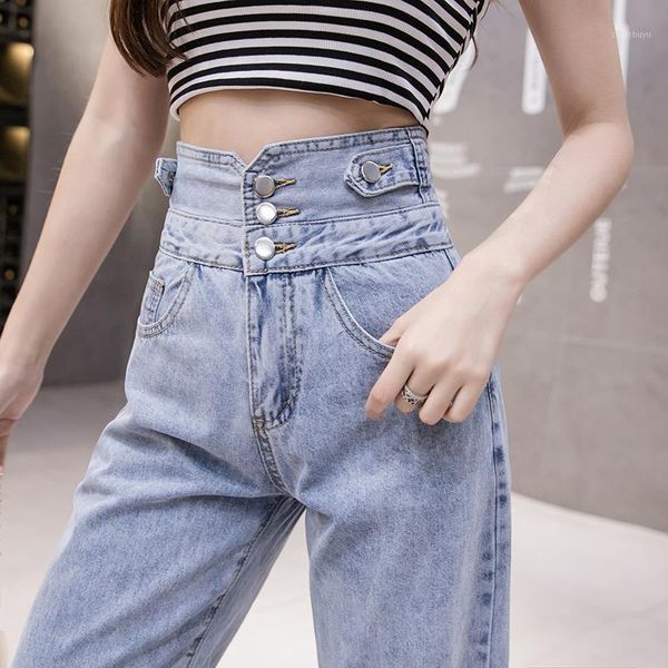 

ultra-high waist jeans women's autumn 2020 new style all-match slimming high drape straight-leg pants wide leg pants women1, Blue