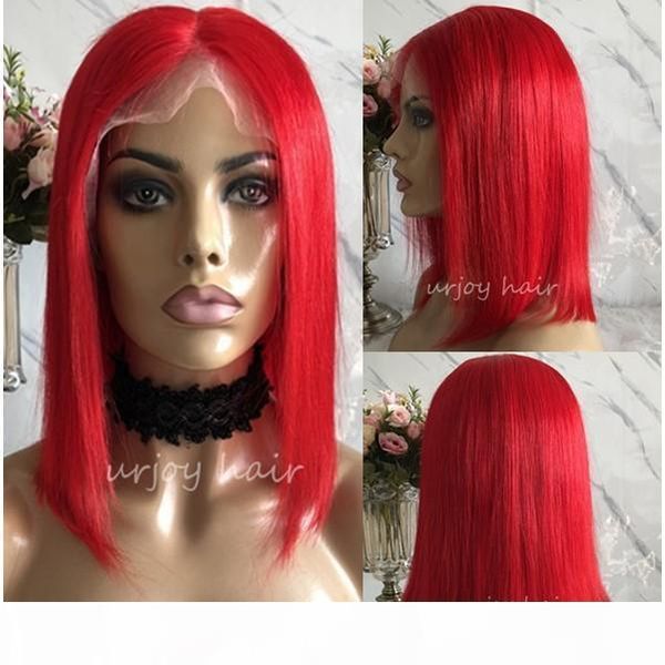 

celebrity lace front wigs red color short bob cut transparent lace blonde european virgin remy human hair full lace wig ing, Black;brown