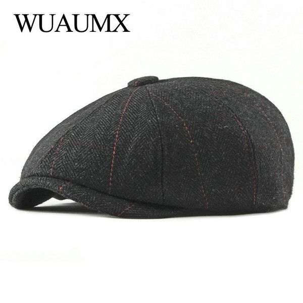 

sboy hats wuaumx retro caps men octagonal black british painters autumn winter berets herringbone flat gavroche, Blue;gray
