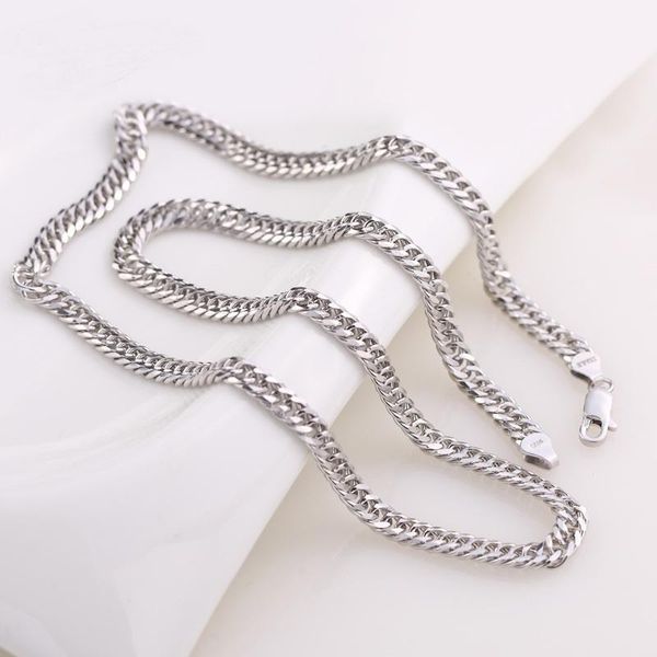 Ketten Luxus 100% Silber Farbe Klassische Kette Halskette Für Männer Edlen Schmuck Länge 50 cm Halsketten Breite 4/5/6mm Männlich1