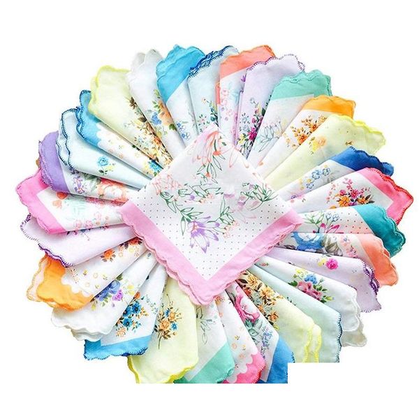 

women's handkerchiefs vintage floral print thickened cotton 2juj4, White
