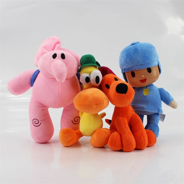 

4pcs/lot 20-26cm pocoyo plush elly elephants plush pato duck stuffed toys animals doll toys for kids gifts y200703