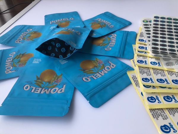 

сумки и упаковочные материалы сумки наклейка local назад помело голограммы этикетка edibles синего печенье сумка пустой майларовый bbypf nan, Pink;blue